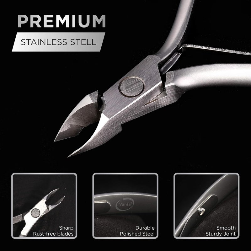 Vanfa Cuticle Nippers, Cuticle Trimmer, Professional Cuticle Cutter - Extremely Sharp - Stainless Steel - Square Head - Single Spring - VF05 Box Jaw #14 (Pack of 1) - Image 4